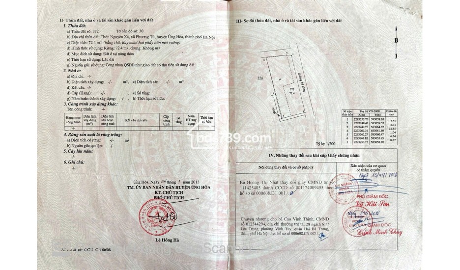 Bán lô góc 72,4m2 tại thôn Nguyễn Xá Vân Đình đường xe tải giá chỉ 2,3 tỷ